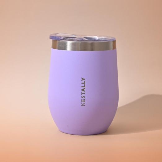Chilled 12oz Double-layer vacuum heat-insulated stainless steel flat-bottom wine cup