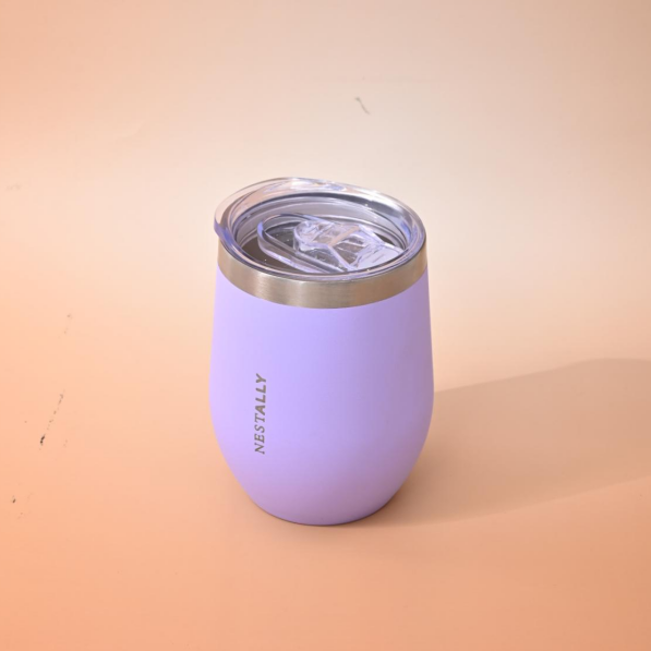 Chilled 12oz Double-layer vacuum heat-insulated stainless steel flat-bottom wine cup