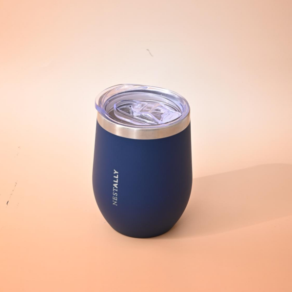 Chilled 12oz Double-layer vacuum heat-insulated stainless steel flat-bottom wine cup