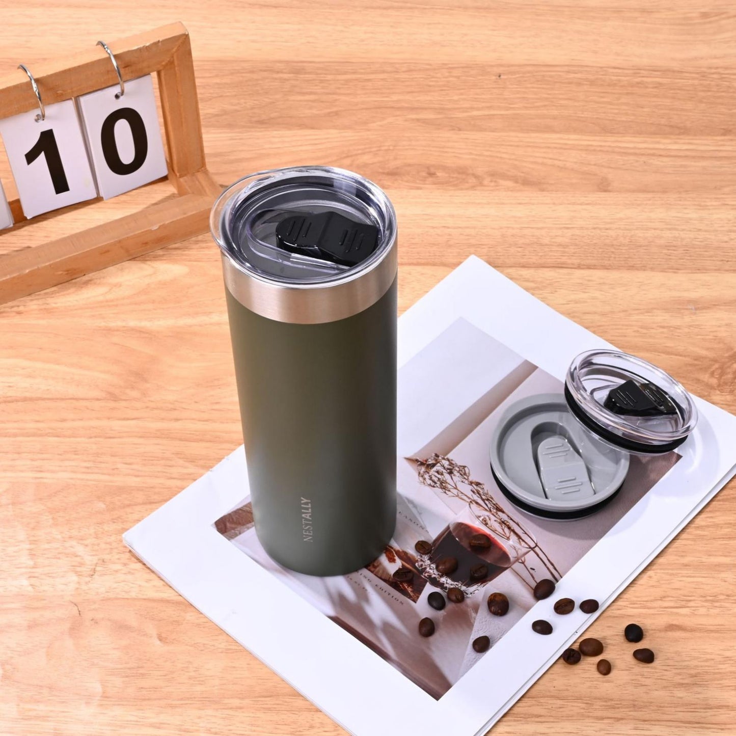 Chic 20oz Stainless Steel Travel Mug with Dual Lids