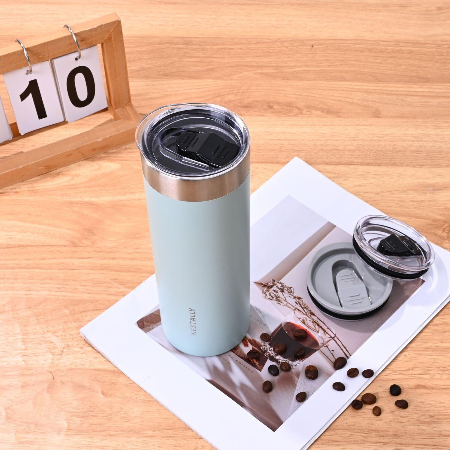 Chic 20oz Stainless Steel Travel Mug with Dual Lids