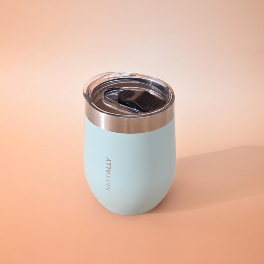 Chilled 12oz Double-layer vacuum heat-insulated stainless steel flat-bottom wine cup